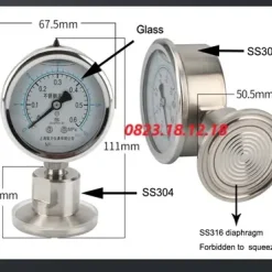 Đồng hồ đo áp suất inox dạng màng 5 Đồng hồ đo áp suất inox dạng màng