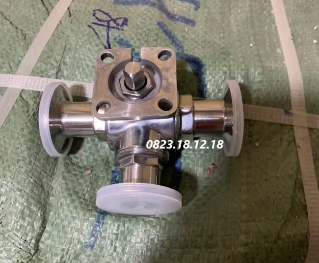 Van bi có tán inox vi sinh 10 Van bi có tán 3 ngã inox vi sinh