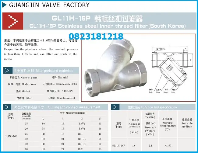 Catalogue lọc y inox