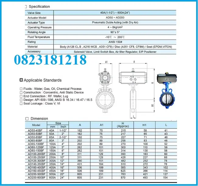Catalogue van bướm khí nén