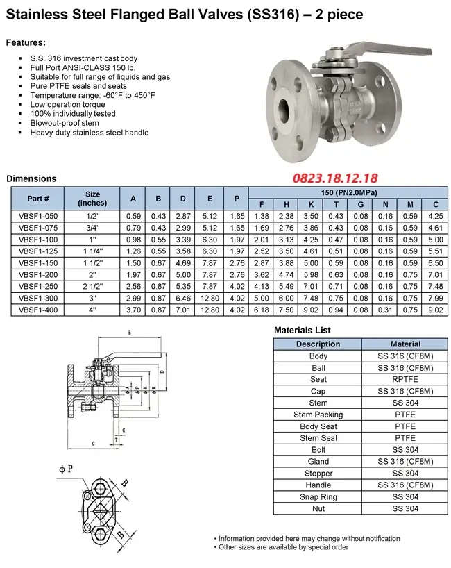 Van bi inox 316 7 Catalogue van bi inox 316