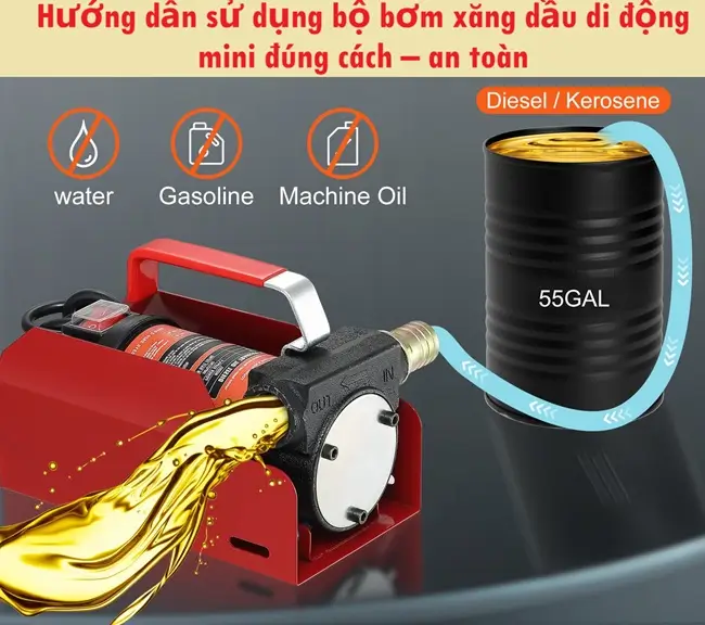 Hướng dẫn sử dụng bộ bơm xăng dầu di động mini đúng cách – an toàn