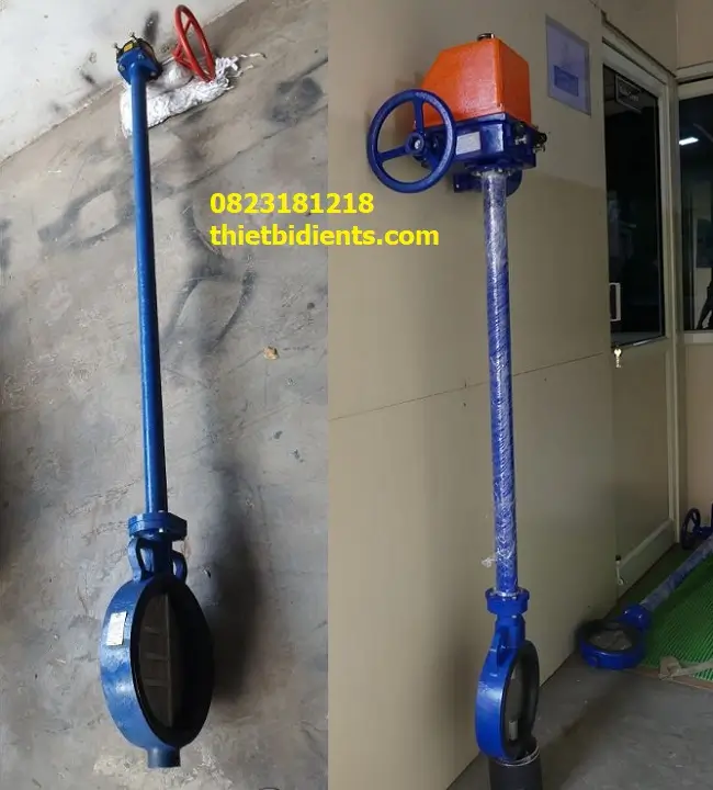 Van Bướm Trục Dài 10 Van bướm điều khiển điện trục dài