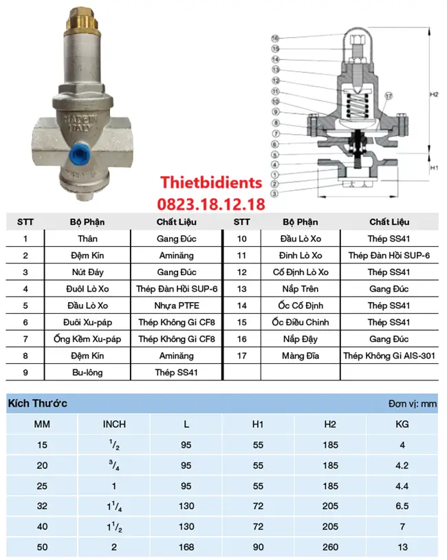 Van giảm áp nối ren 7 Catalogue van giảm áp nối ren