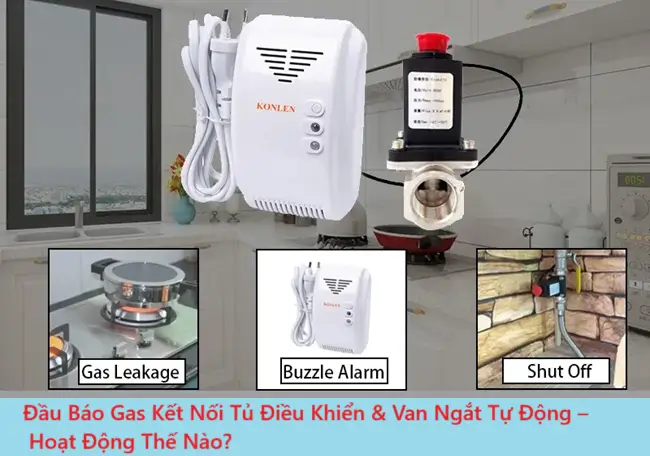 Đầu Báo Gas Kết Nối Tủ Điều Khiển Và Van Ngắt Tự Động