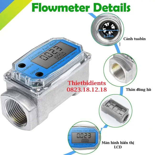 Đồng hồ đo xăng dầu DN40 3 Cấu tạo của đồng hồ đo xăng dầu DN40