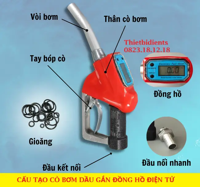Cò bơm dầu gắn đồng hồ điện tử 3 Cấu tạo của cò bơm dầu gắn đồng hồ điện tử