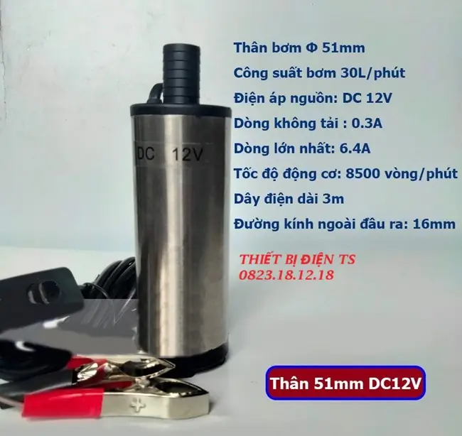 Bơm dầu thả chìm đường kính 51mm