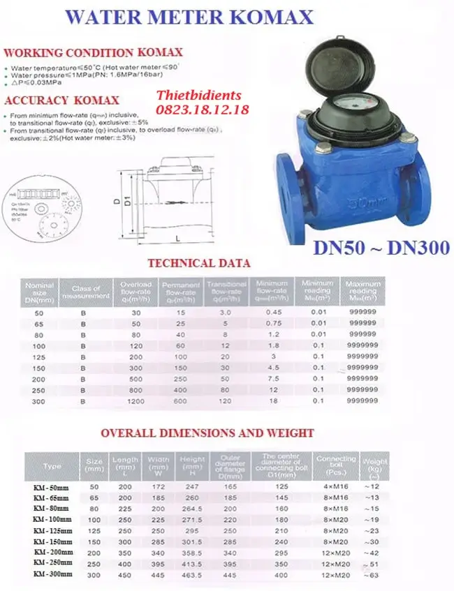 Đồng hồ đo nước Komax 3 Catalogue đồng hồ đo nước Komax
