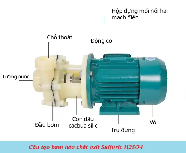 Cấu tạo bơm hóa chất axit Sulfuric H2SO4
