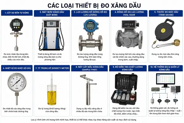 Tư Vấn Lắp Đặt Thiết Bị Đo Xăng Dầu 2026 3 Các loại thiết bị đo xăng dầu