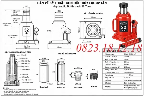 Catalogue con đội thủy lực 32 tấn