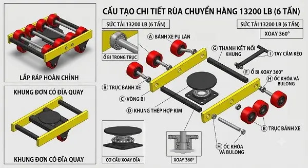 Cấu tạo chi tiết rùa chuyển hàng