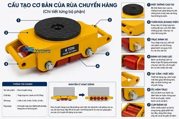 Rùa Chuyển Hàng 8 Tấn 4 Cấu tạo cơ bản của rùa chuyển hàng 8 tấn