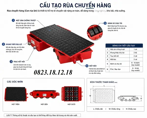 Rùa chuyển hàng 18 tấn 4 Cấu tạo rùa chuyển hàng 18 tấn