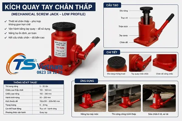 Kích quay tay 30 tấn 5 Kích quay tay 30 tấn chân thấp