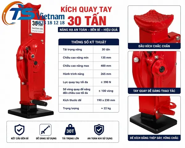 Kích quay tay 30 tấn 3 Thông số kỹ thuật kích quay tay 30 tấn