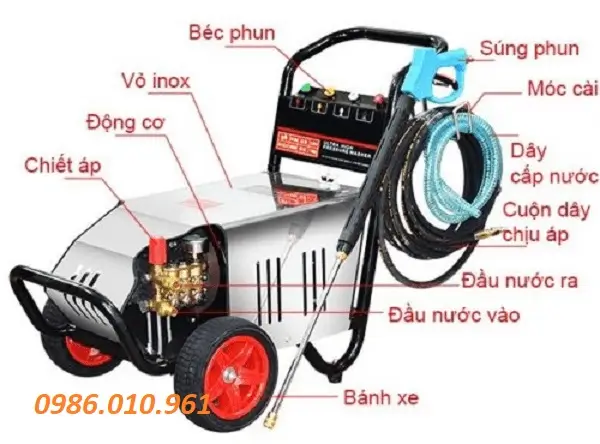 Cấu tạo máy rửa xe 220V công suất 1250W 