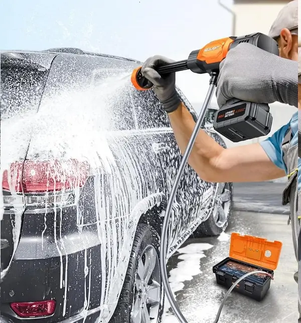Ưu điểm nổi trội của máy rửa xe áp lực cao kẹp bình ắc quy